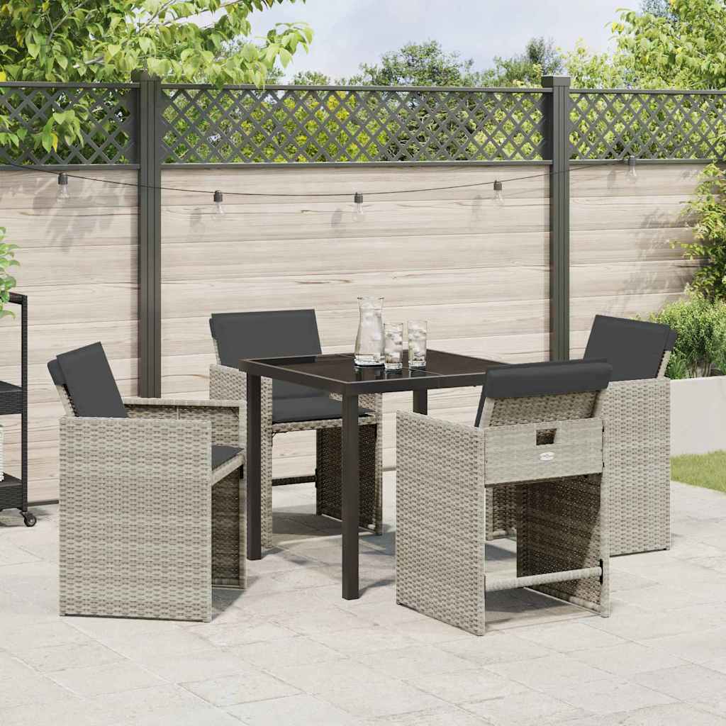 Set da Pranzo per Giardino 5 pcs Grigio chiaro polyrattan - homemem39