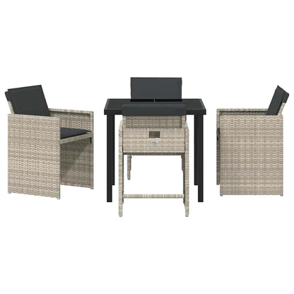Set da Pranzo per Giardino 5 pcs Grigio chiaro polyrattan - homemem39