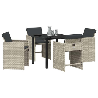 Set da Pranzo per Giardino 5 pcs Grigio chiaro polyrattan - homemem39