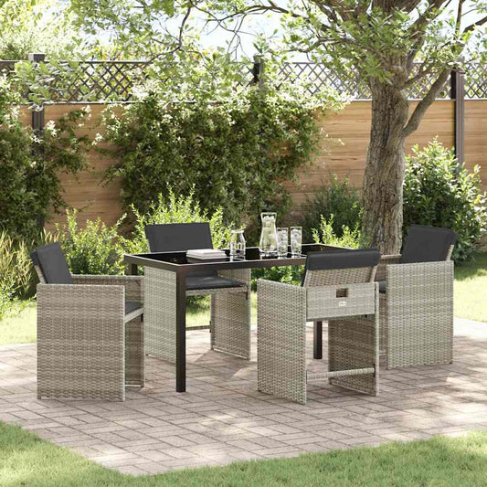 Set da Pranzo per Giardino 5 pcs Grigio chiaro polyrattan - homemem39