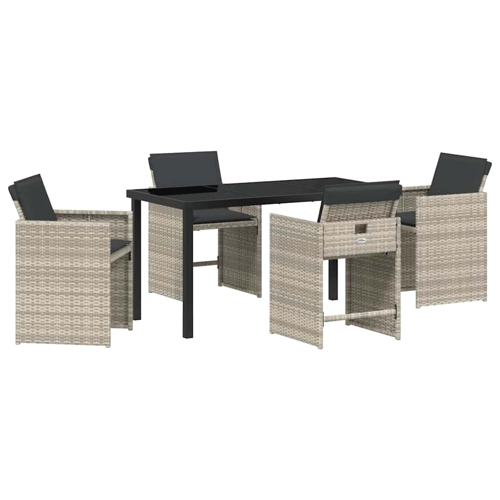 Set da Pranzo per Giardino 5 pcs Grigio chiaro polyrattan - homemem39