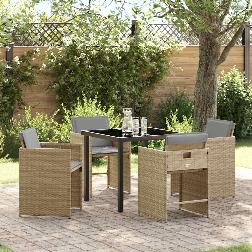 Set da Pranzo per Giardino 5 pcs Beige polyrattan - homemem39