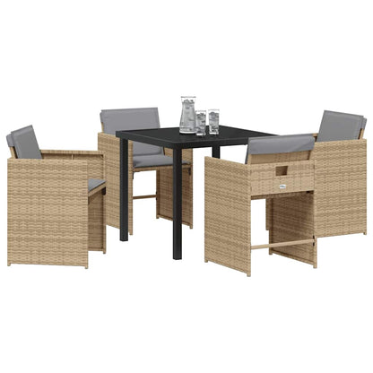 Set da Pranzo per Giardino 5 pcs Beige polyrattan - homemem39