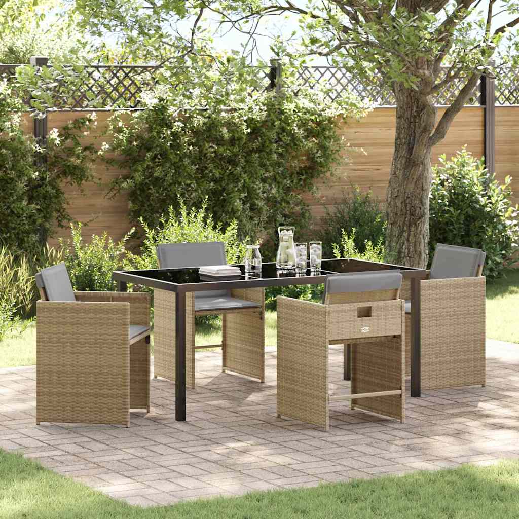 Set da Pranzo per Giardino 5 pcs Beige polyrattan - homemem39
