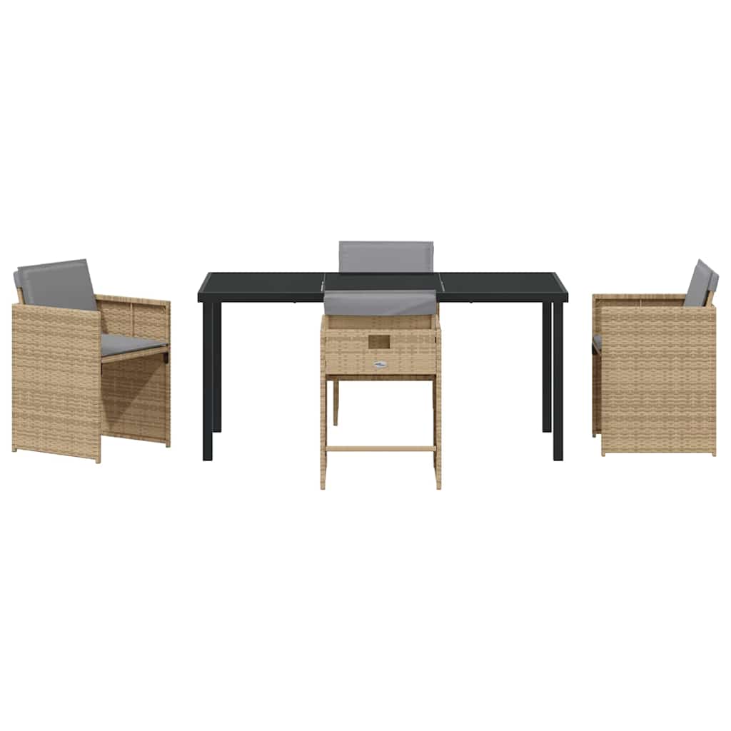 Set da Pranzo per Giardino 5 pcs Beige polyrattan - homemem39