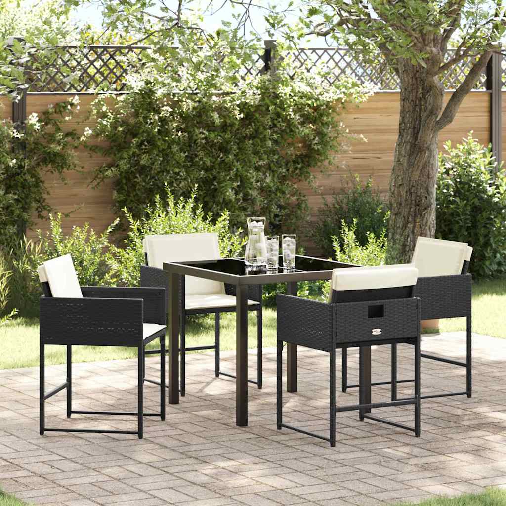 Set da Pranzo per Giardino 5 pcs Nero polyrattan - homemem39