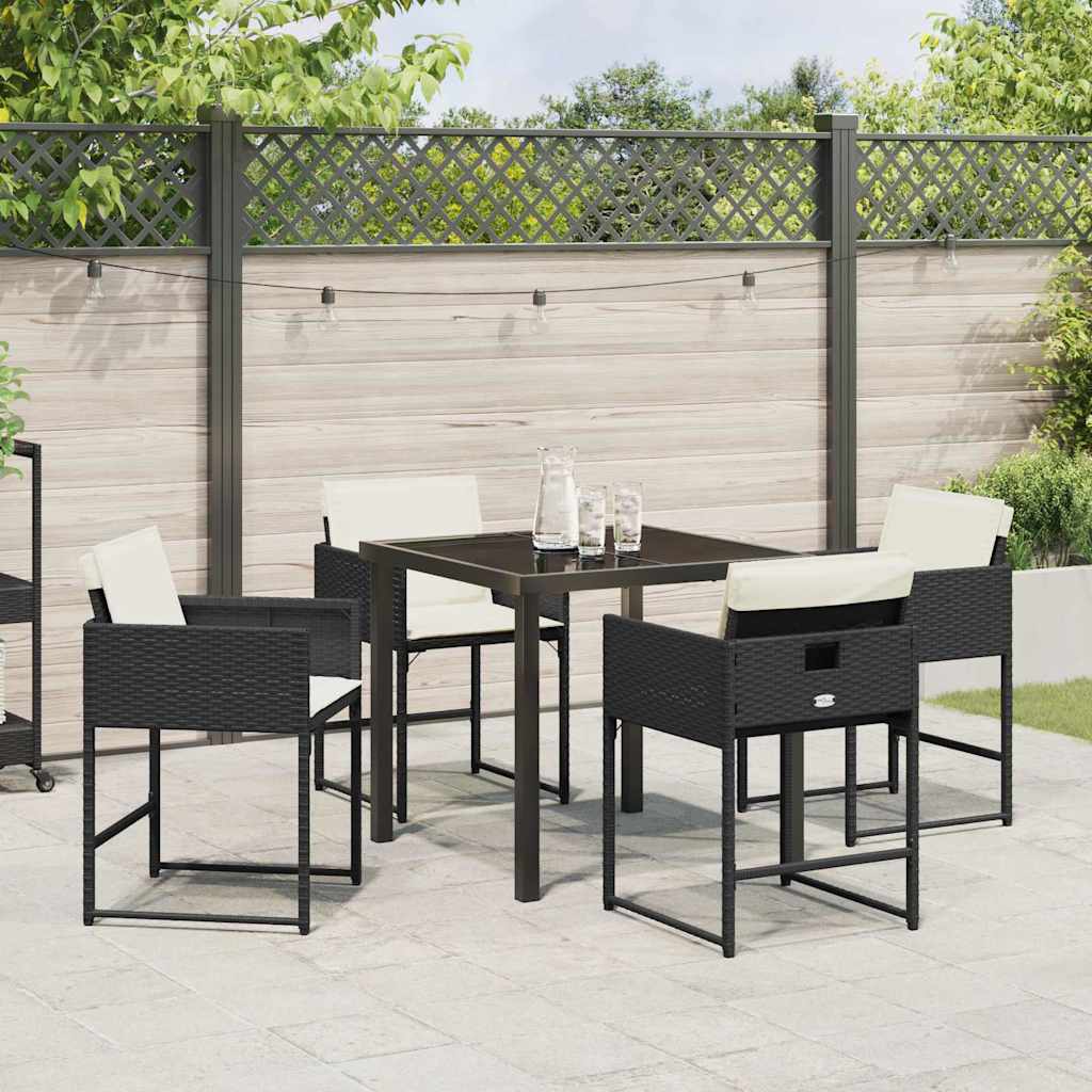 Set da Pranzo per Giardino 5 pcs Nero polyrattan - homemem39