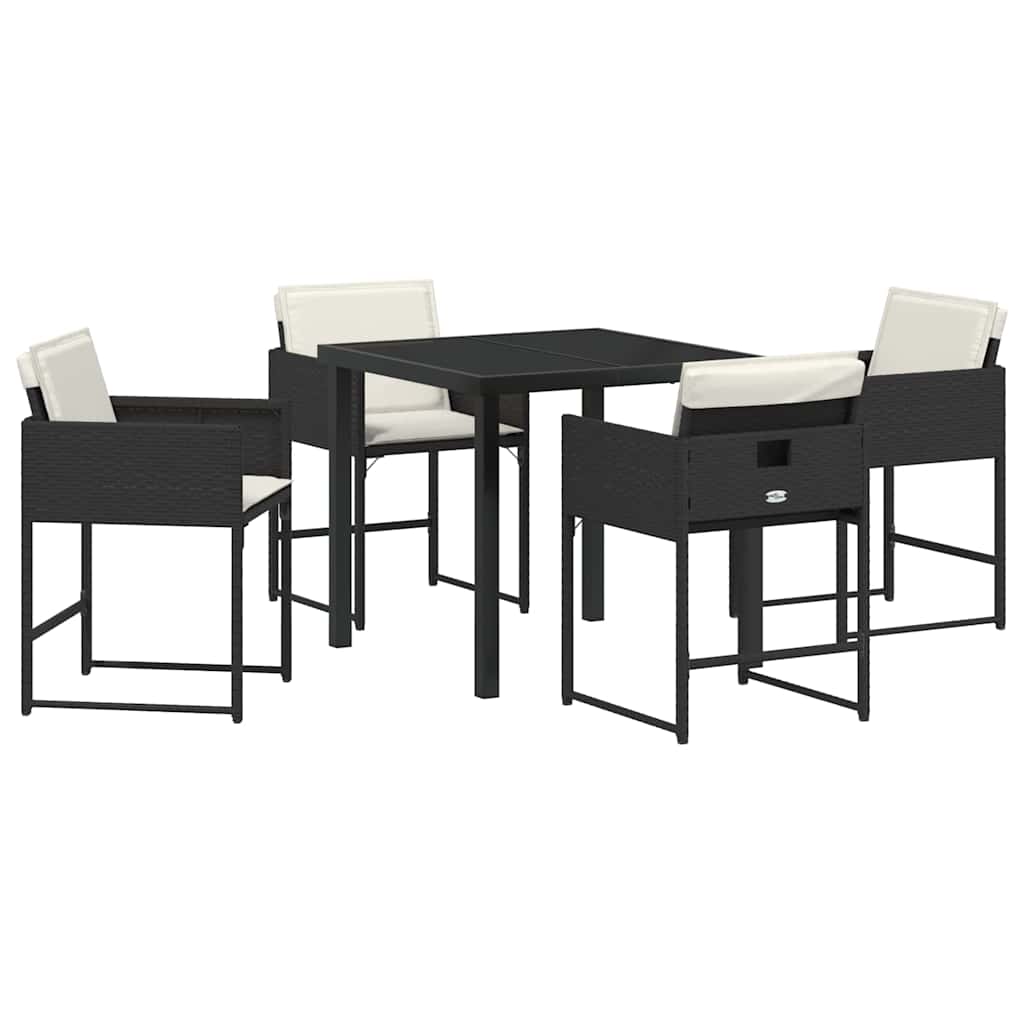 Set da Pranzo per Giardino 5 pcs Nero polyrattan - homemem39
