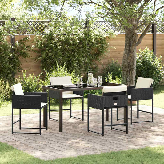 Set da Pranzo per Giardino 5 pcs Nero polyrattan - homemem39