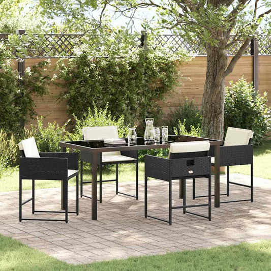 Set da Pranzo per Giardino 5 pcs Nero polyrattan - homemem39