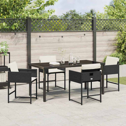 Set da Pranzo per Giardino 5 pcs Nero polyrattan - homemem39