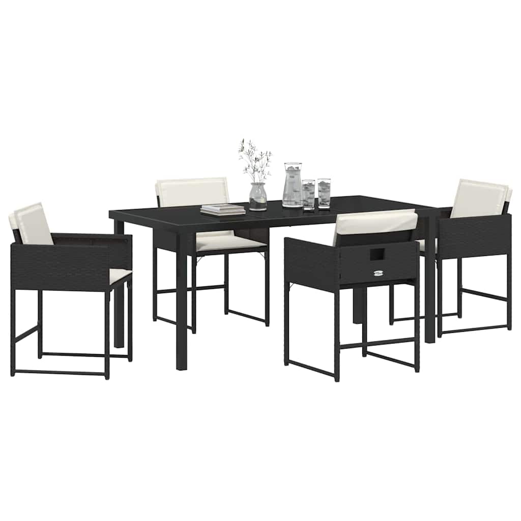 Set da Pranzo per Giardino 5 pcs Nero polyrattan - homemem39