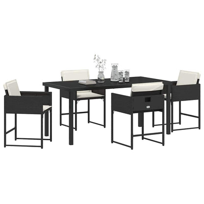 Set da Pranzo per Giardino 5 pcs Nero polyrattan - homemem39