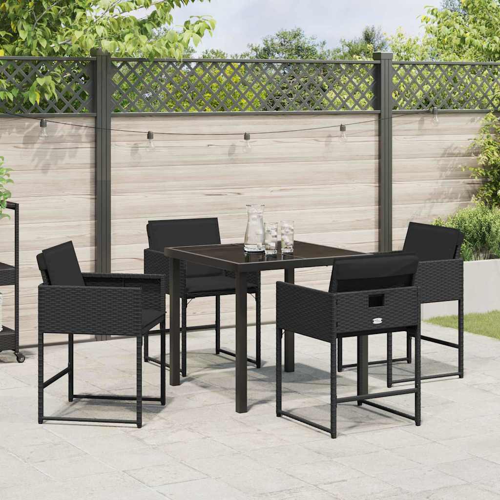 Set da Pranzo per Giardino 5 pcs Nero polyrattan - homemem39