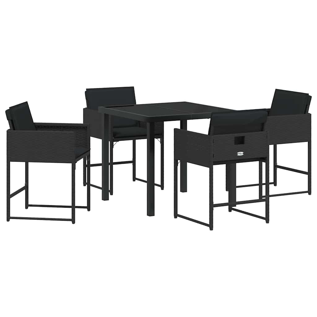 Set da Pranzo per Giardino 5 pcs Nero polyrattan - homemem39