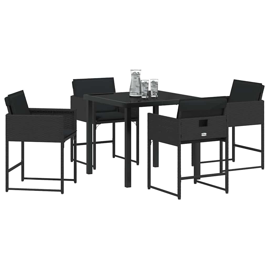 Set da Pranzo per Giardino 5 pcs Nero polyrattan - homemem39