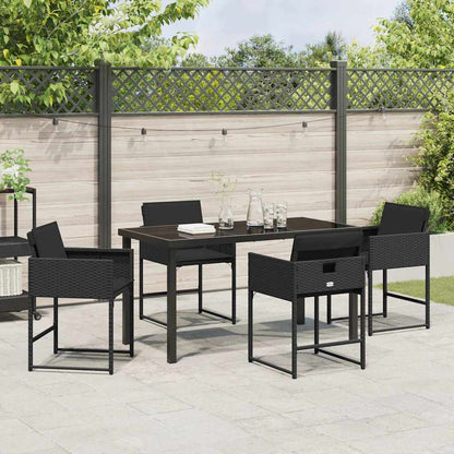 Set da Pranzo per Giardino 5 pcs Nero polyrattan - homemem39