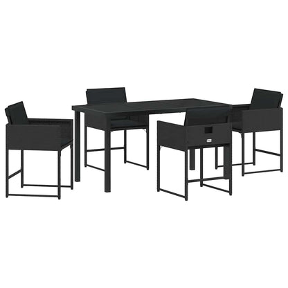 Set da Pranzo per Giardino 5 pcs Nero polyrattan - homemem39