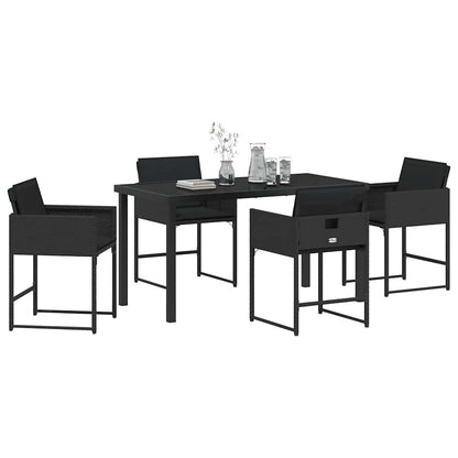 Set da Pranzo per Giardino 5 pcs Nero polyrattan - homemem39