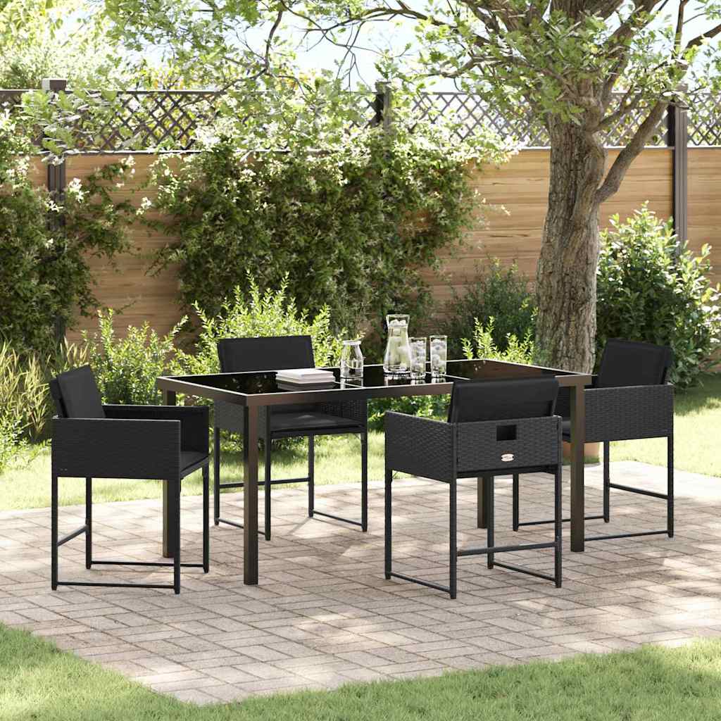 Set da Pranzo per Giardino 5 pcs Nero polyrattan - homemem39