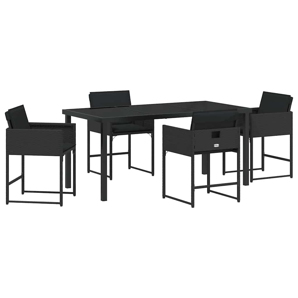 Set da Pranzo per Giardino 5 pcs Nero polyrattan - homemem39