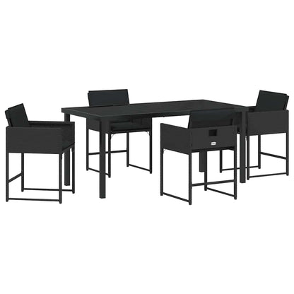 Set da Pranzo per Giardino 5 pcs Nero polyrattan - homemem39