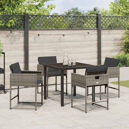 Set da Pranzo per Giardino 5 pcs Grigio polyrattan - homemem39
