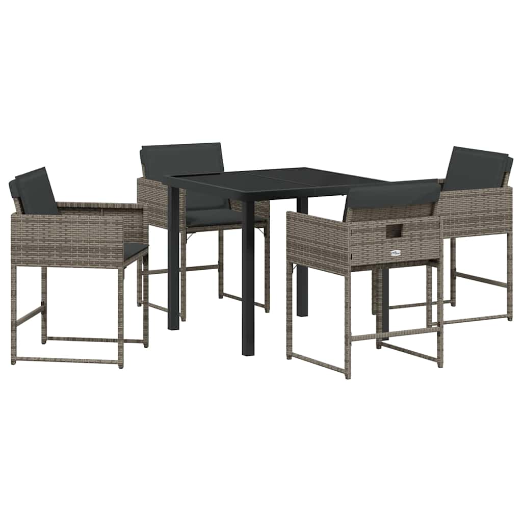 Set da Pranzo per Giardino 5 pcs Grigio polyrattan - homemem39