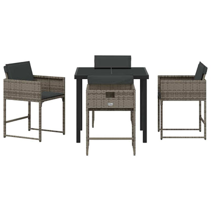 Set da Pranzo per Giardino 5 pcs Grigio polyrattan - homemem39