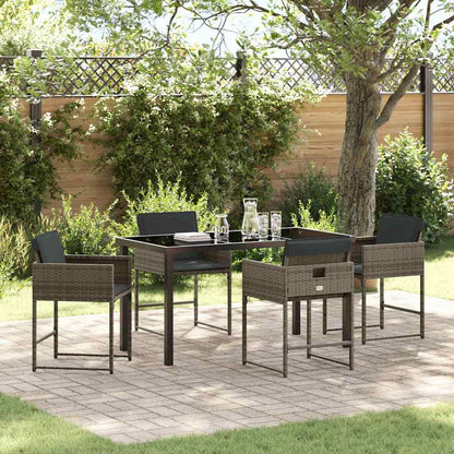 Set da Pranzo per Giardino 5 pcs Grigio polyrattan - homemem39