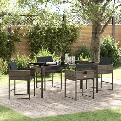 Set da Pranzo per Giardino 5 pcs Grigio polyrattan - homemem39