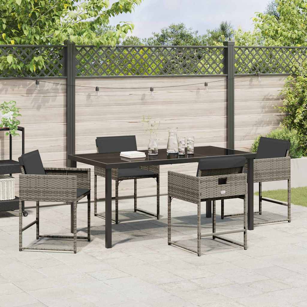 Set da Pranzo per Giardino 5 pcs Grigio polyrattan - homemem39