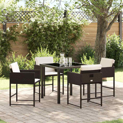 Set da Pranzo per Giardino 5 pcs Marrone polyrattan - homemem39