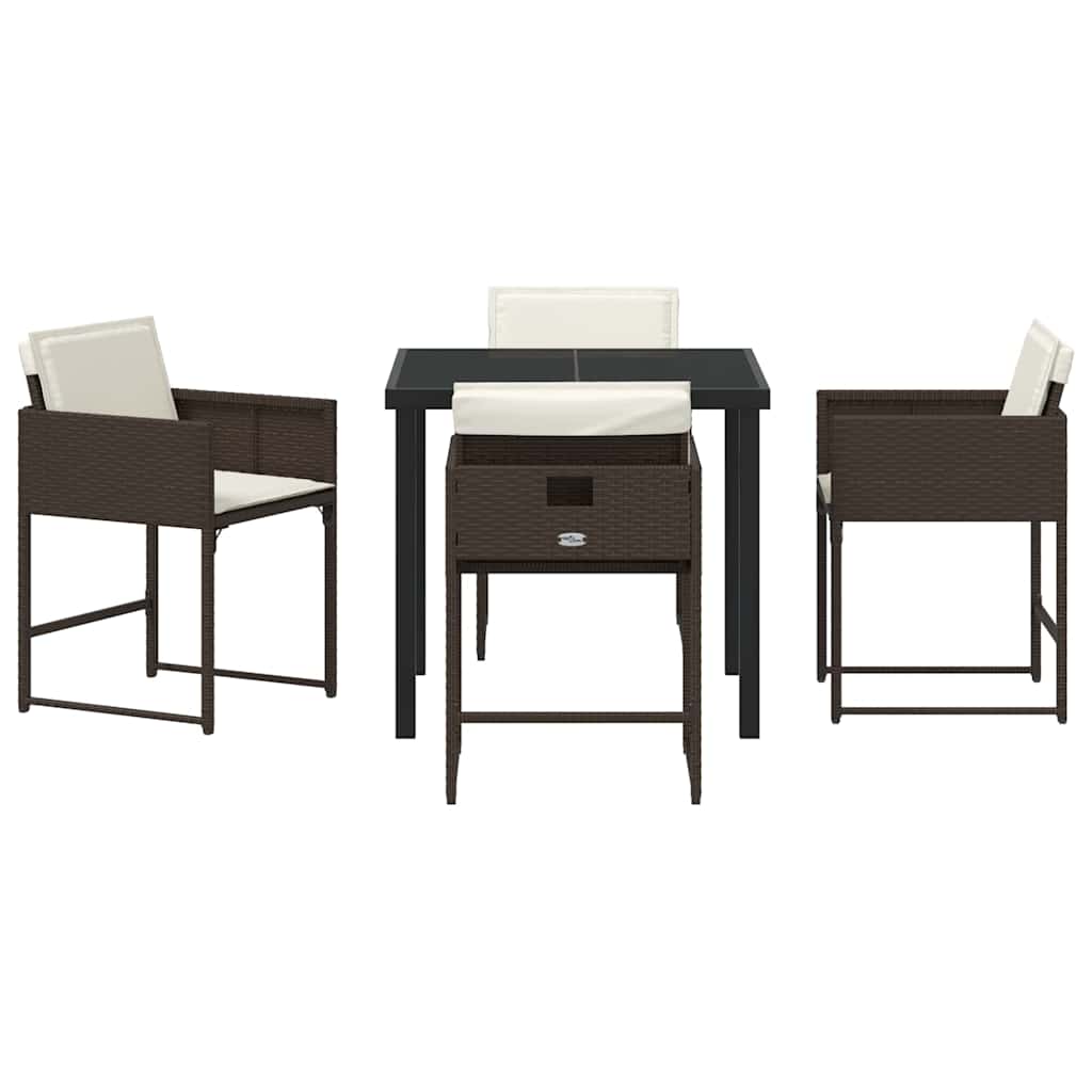 Set da Pranzo per Giardino 5 pcs Marrone polyrattan - homemem39