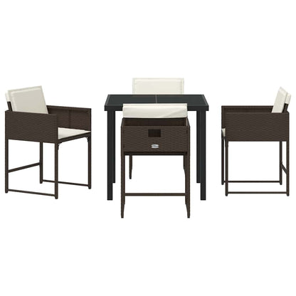 Set da Pranzo per Giardino 5 pcs Marrone polyrattan - homemem39