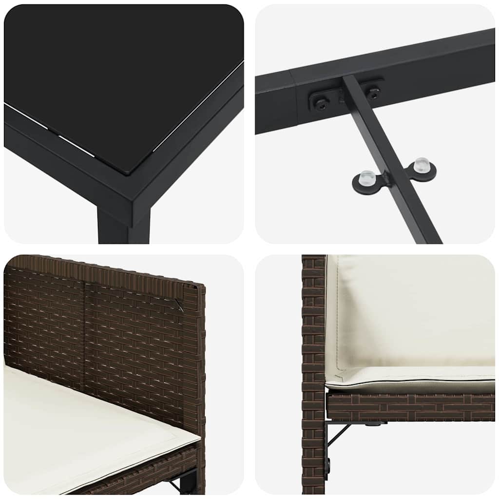 Set da Pranzo per Giardino 5 pcs Marrone polyrattan - homemem39