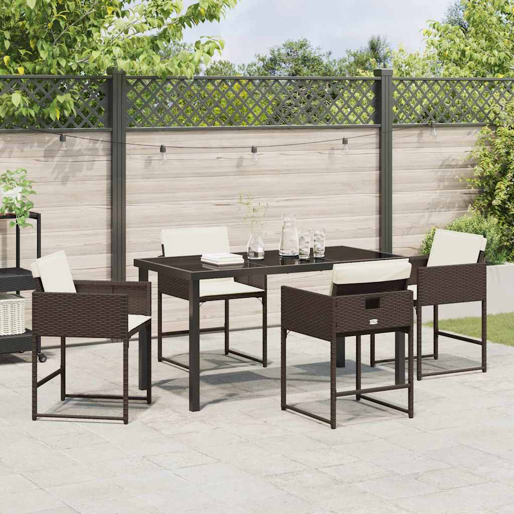 Set da Pranzo per Giardino 5 pcs Marrone polyrattan - homemem39