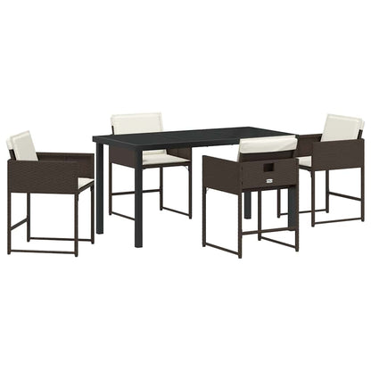 Set da Pranzo per Giardino 5 pcs Marrone polyrattan - homemem39