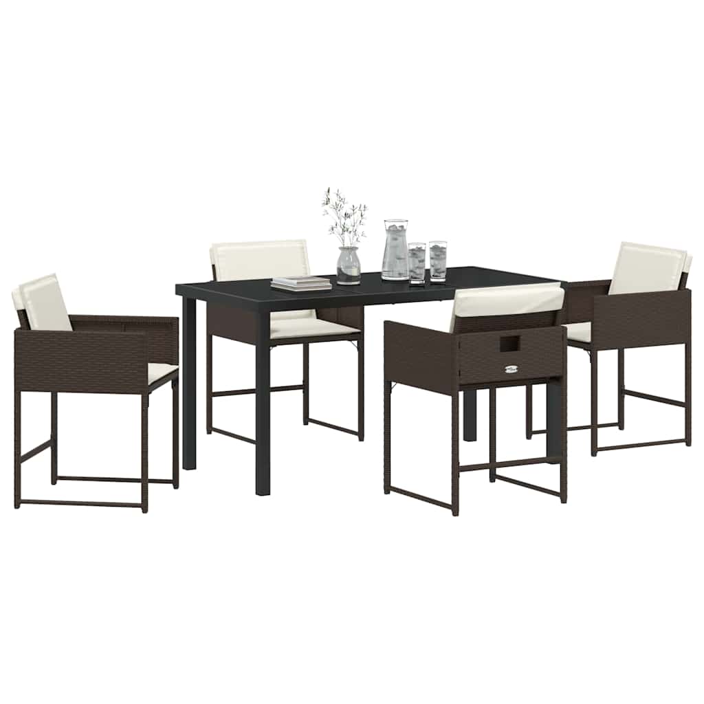 Set da Pranzo per Giardino 5 pcs Marrone polyrattan - homemem39