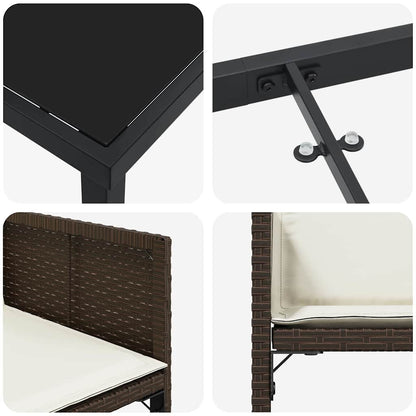 Set da Pranzo per Giardino 5 pcs Marrone polyrattan - homemem39