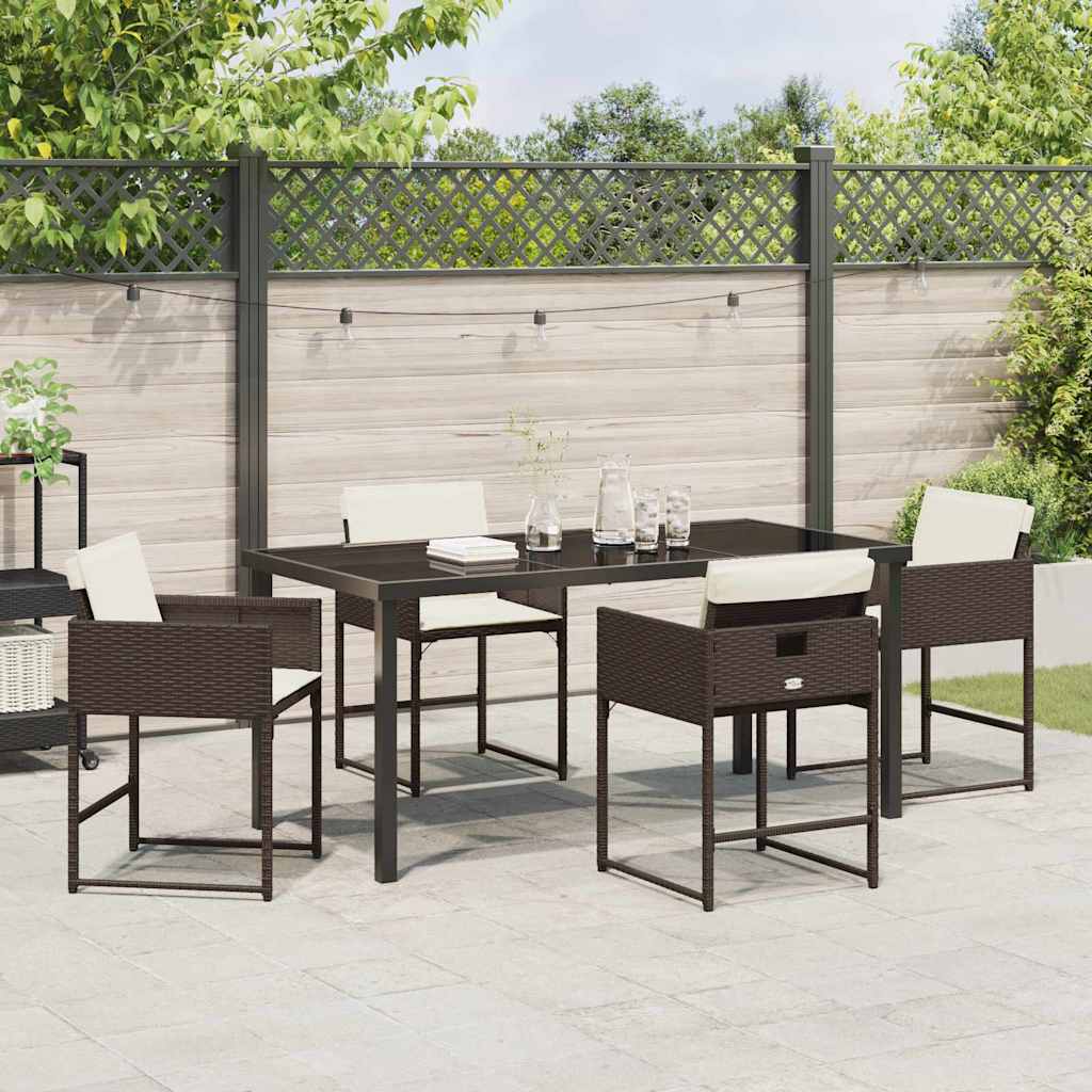 Set da Pranzo per Giardino 5 pcs Marrone polyrattan - homemem39