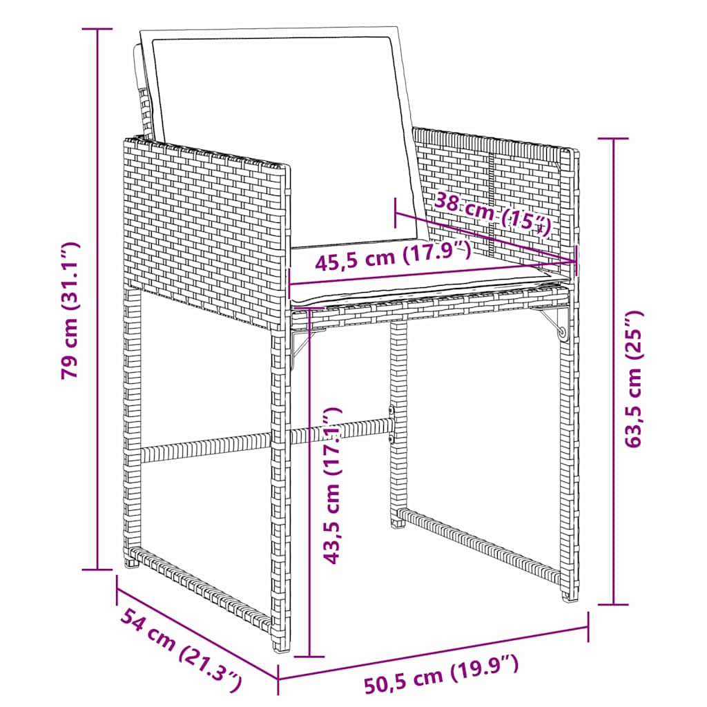 Set da Pranzo per Giardino 5 pcs Marrone polyrattan | homemem39