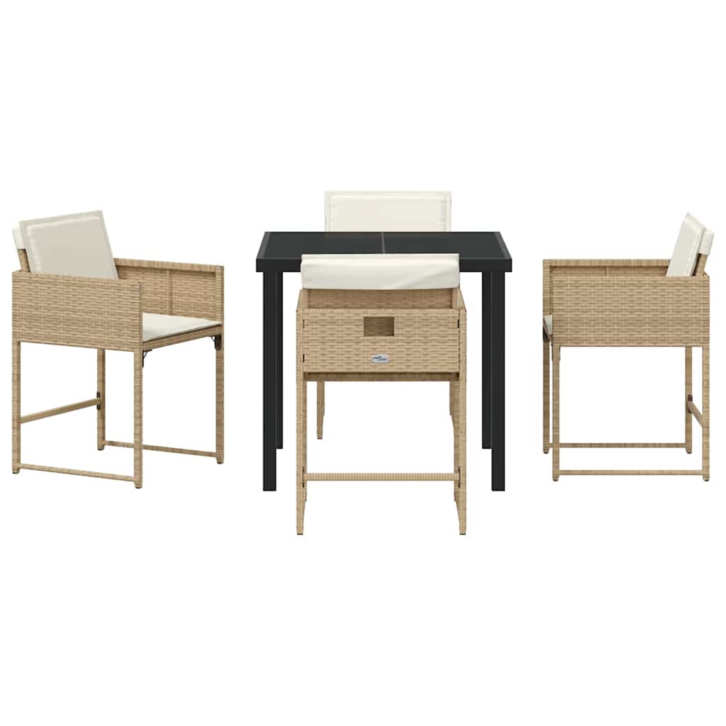 Set da Pranzo per Giardino 5 pcs Beige polyrattan - homemem39