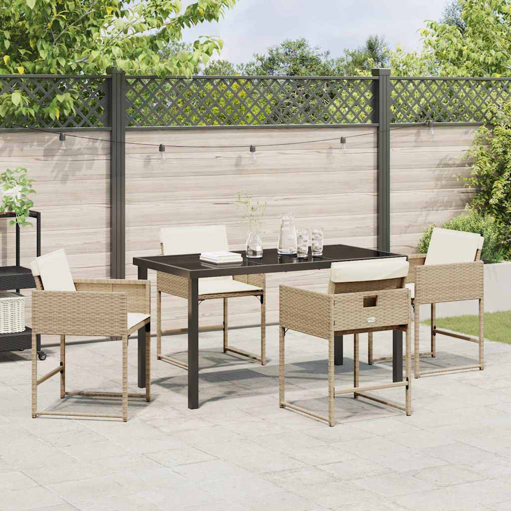 Set da Pranzo per Giardino 5 pcs Beige polyrattan - homemem39