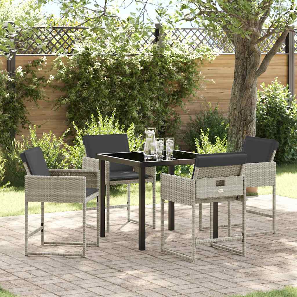 Set da Pranzo per Giardino 5 pcs Grigio chiaro polyrattan - homemem39