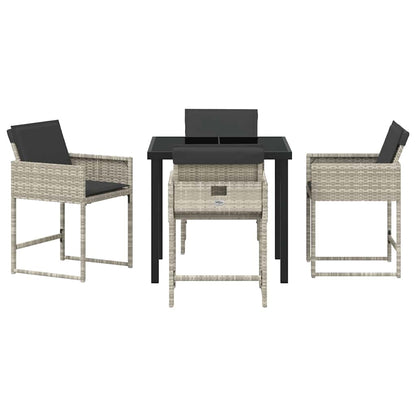 Set da Pranzo per Giardino 5 pcs Grigio chiaro polyrattan - homemem39