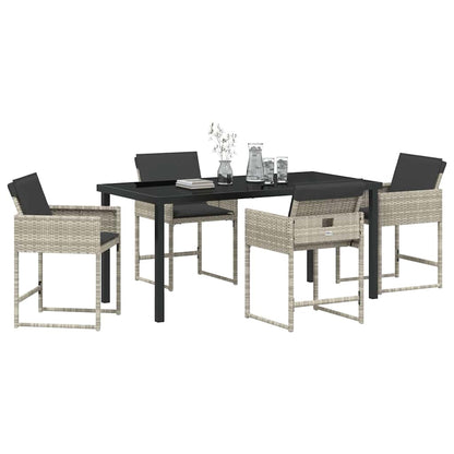 Set da Pranzo per Giardino 5 pcs Grigio chiaro polyrattan - homemem39