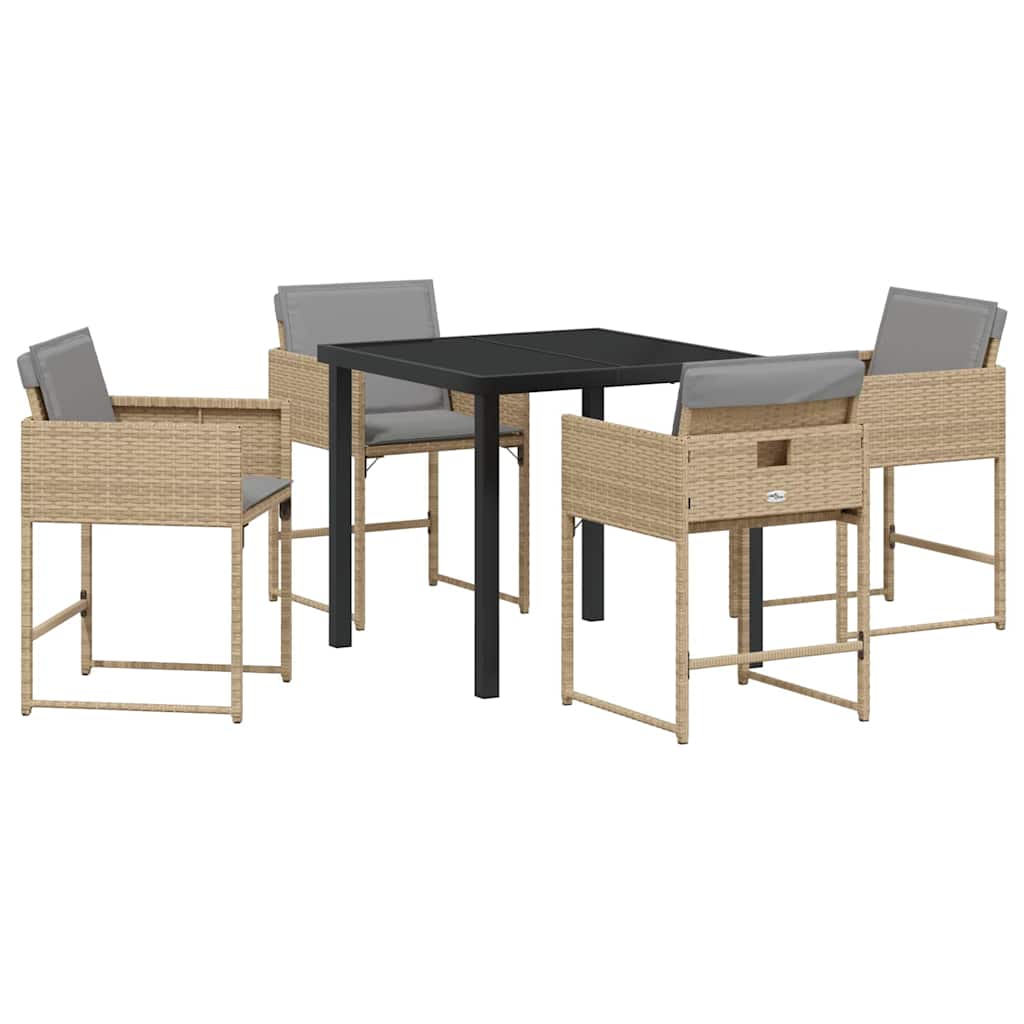Set da Pranzo per Giardino 5 pcs Beige polyrattan - homemem39