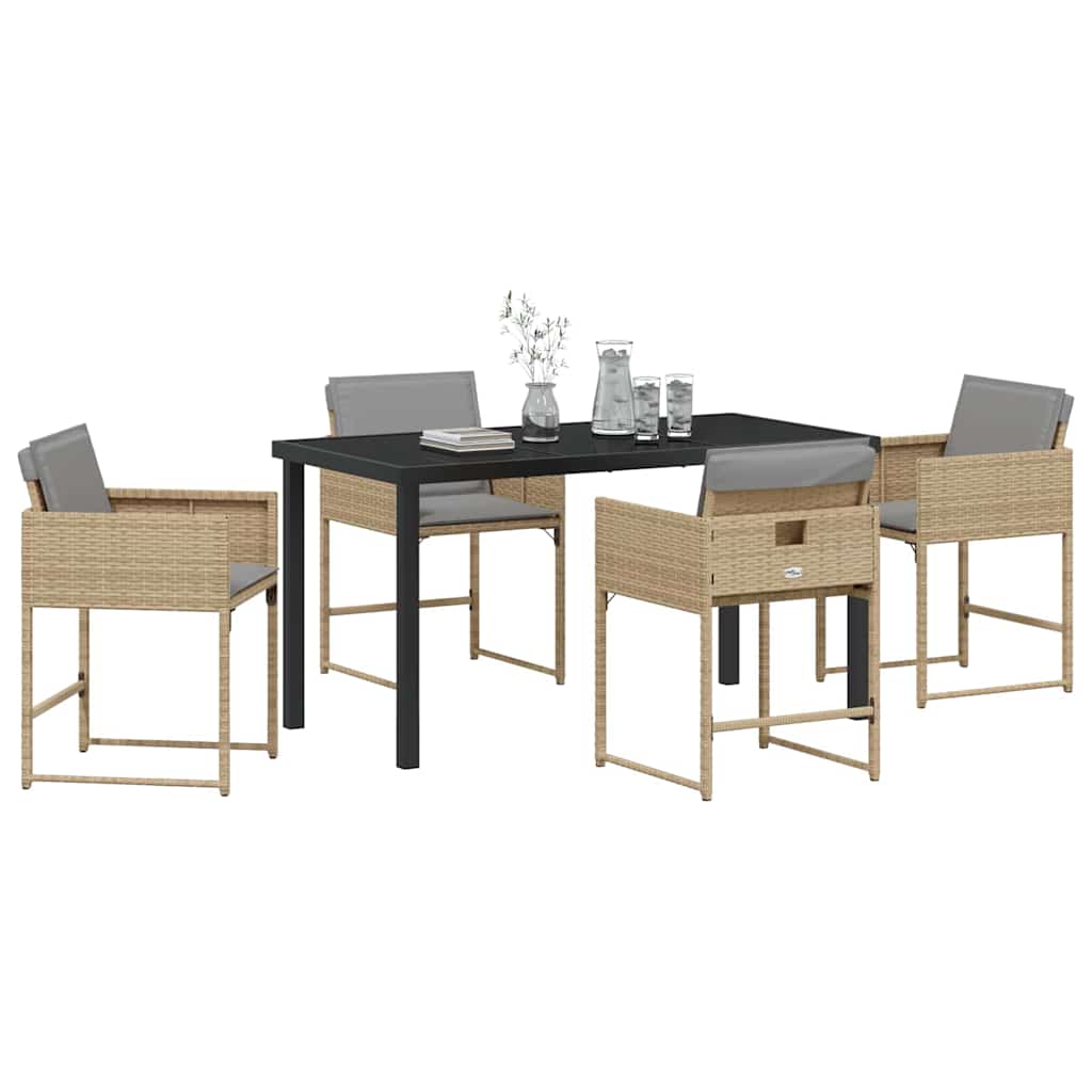 Set da Pranzo per Giardino 5 pcs Beige polyrattan - homemem39