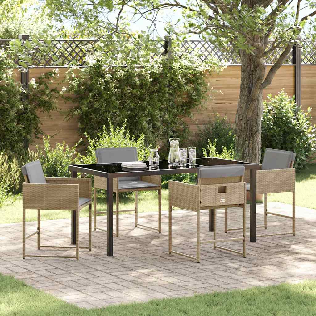Set da Pranzo per Giardino 5 pcs Beige polyrattan - homemem39